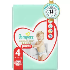 Гащички Pampers Premium Care Pants 4 (9-15кг.) – 38 броя