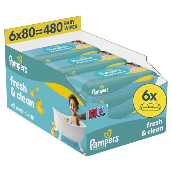 Мокри кърпички Pampers Fresh Clean – 6×80 броя