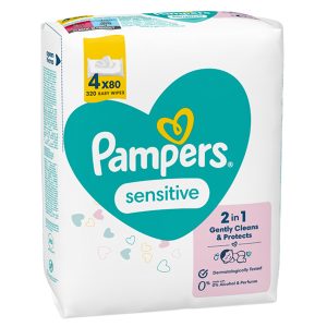 Мокри кърпички Pampers Sensitive – 4×80 броя