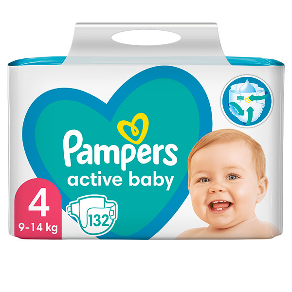 Памперси Pampers Active Baby 4 (9-14 кг.) – 132 броя