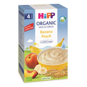 HiPP Био инстантна млечна каша банан и праскова 250 гр. – 4+ месеца