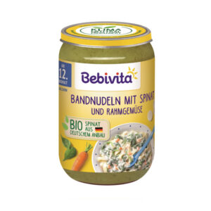 Bebivita Био Пюре Макарони, спанак, зеленчуци и сметана 250 гр. – 12+ месеца