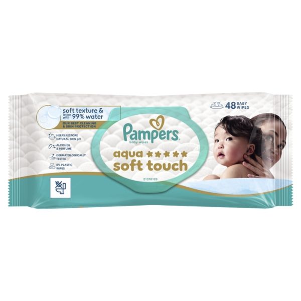 Мокри кърпички Pampers Aqua Soft Touch – 48 броя