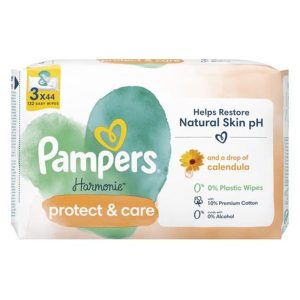 Мокри кърпички Pampers Harmonie Protect & Care с невен - 3x44 броя