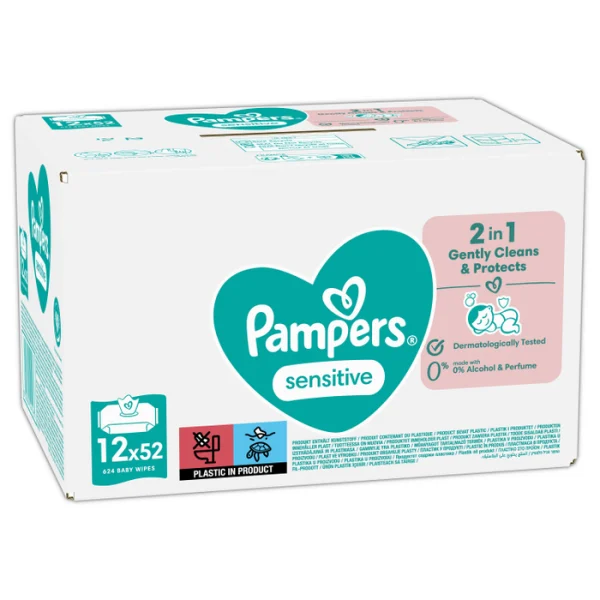 Мокри кърпички Pampers Sensitive – 12×52 броя
