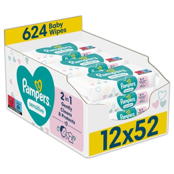Мокри кърпички Pampers Sensitive – 12×52 броя