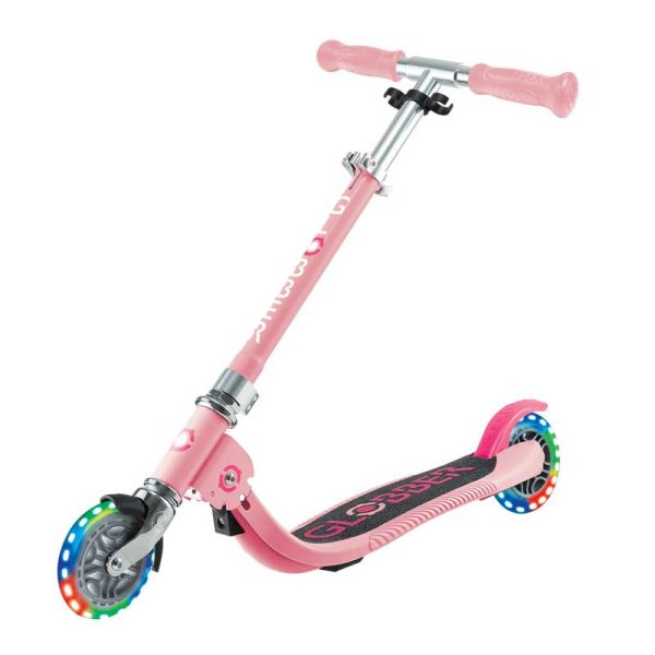 Детска сгъваема тротинетка с две светещи колела Globber Flow Foldable Junior Lights - розова - Image 5