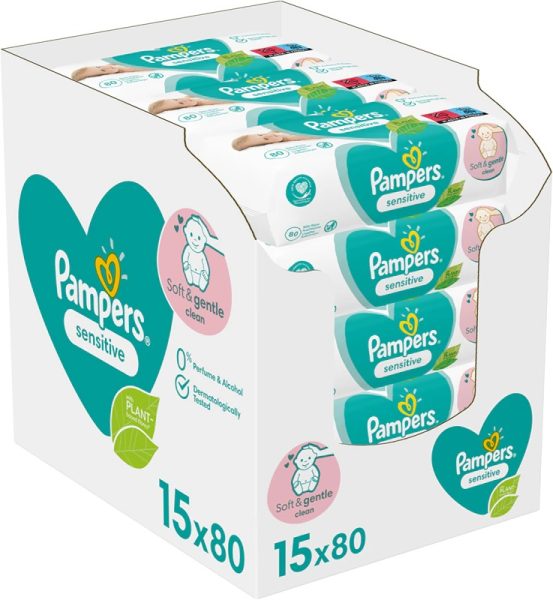 Мокри кърпички Pampers Sensitive – 15×80 броя