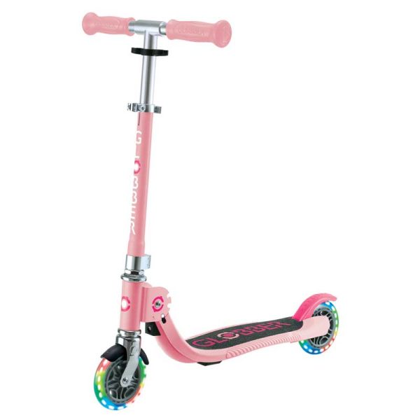 Детска сгъваема тротинетка с две светещи колела Globber Flow Foldable Junior Lights – розова