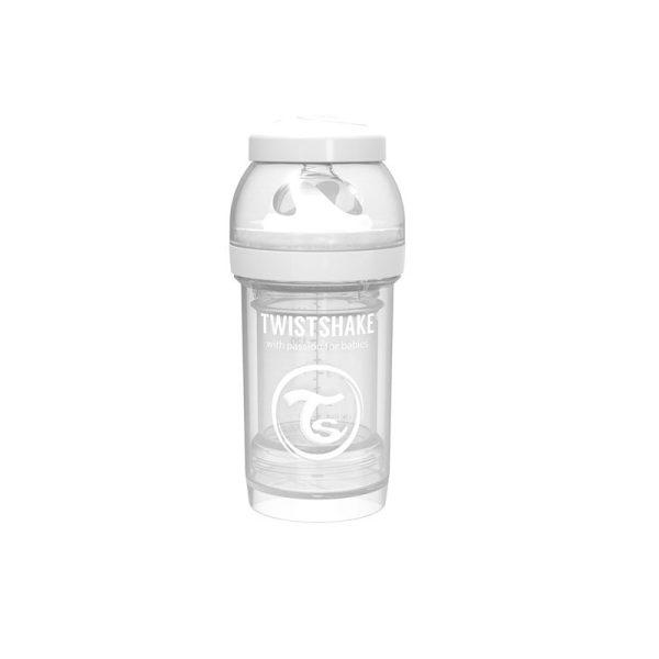 Бебешко шише против колики Twistshake 180 мл – бяло