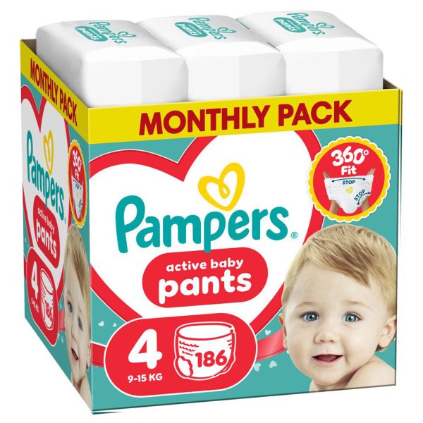 Гащички Pampers Pants 4 (9-15 кг.) – 186 броя