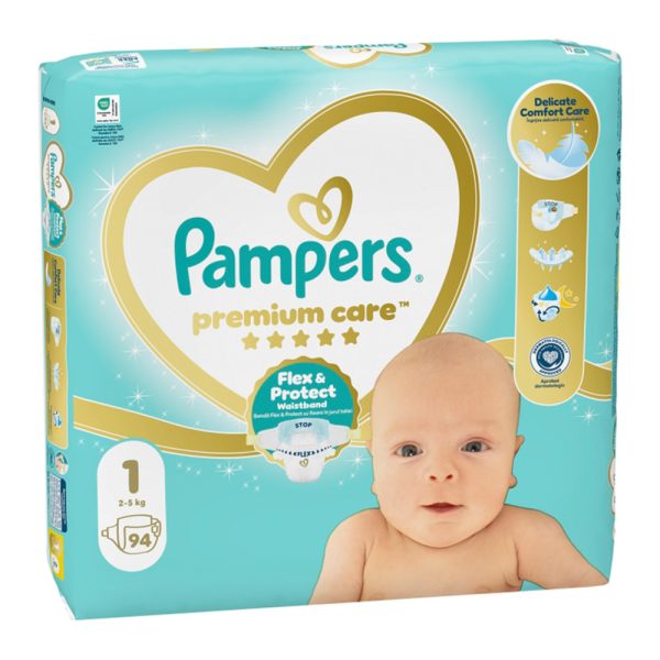 Памперси за новородено Pampers Premium Care 1 (2-5кг.) – 94 броя